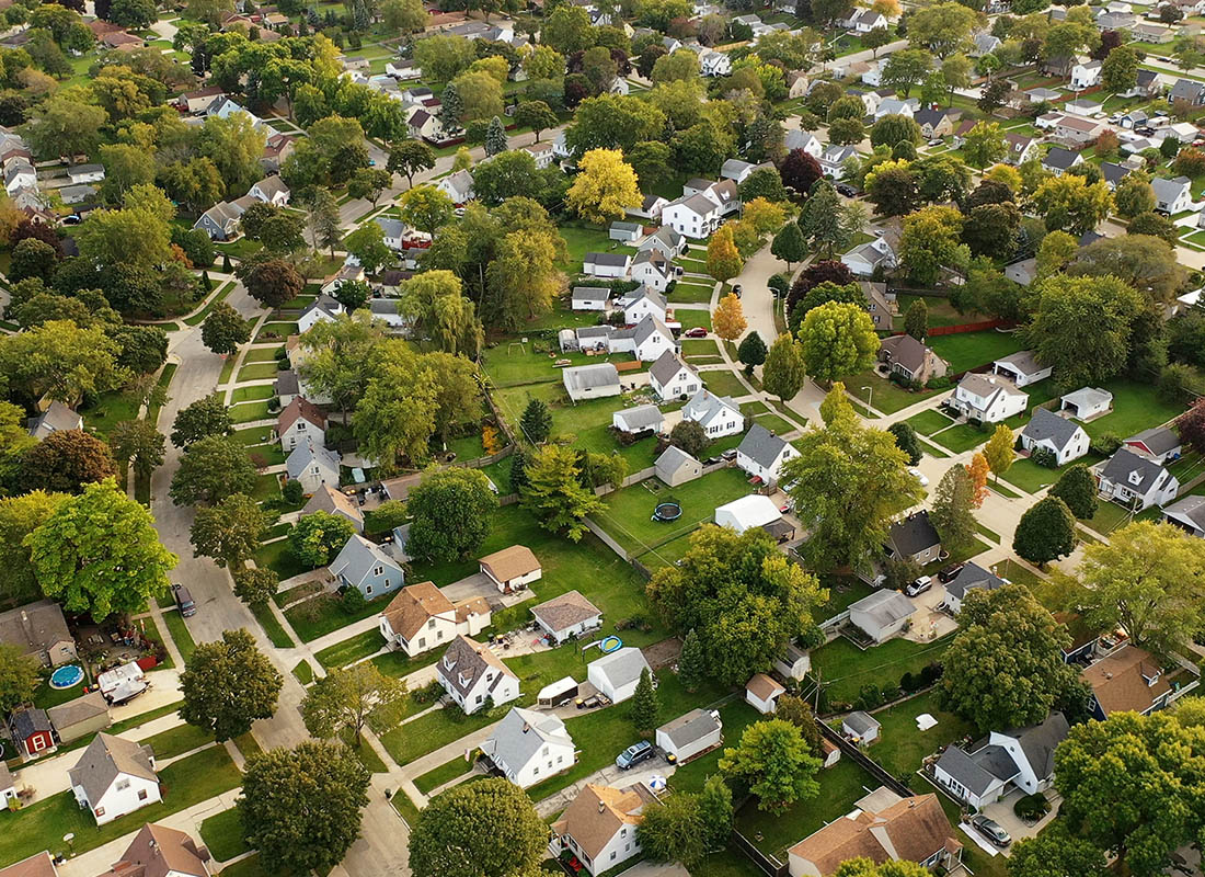 Cardington, OH - Aerial View of Many Residential Homes With Trees on a Sunny Day